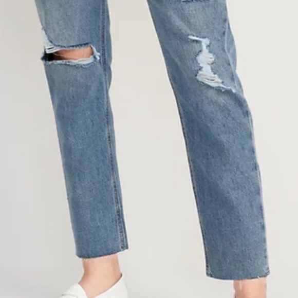 High-Waisted Slouchy Straight Cropped Ripped Jeans - Picture 2 of 6